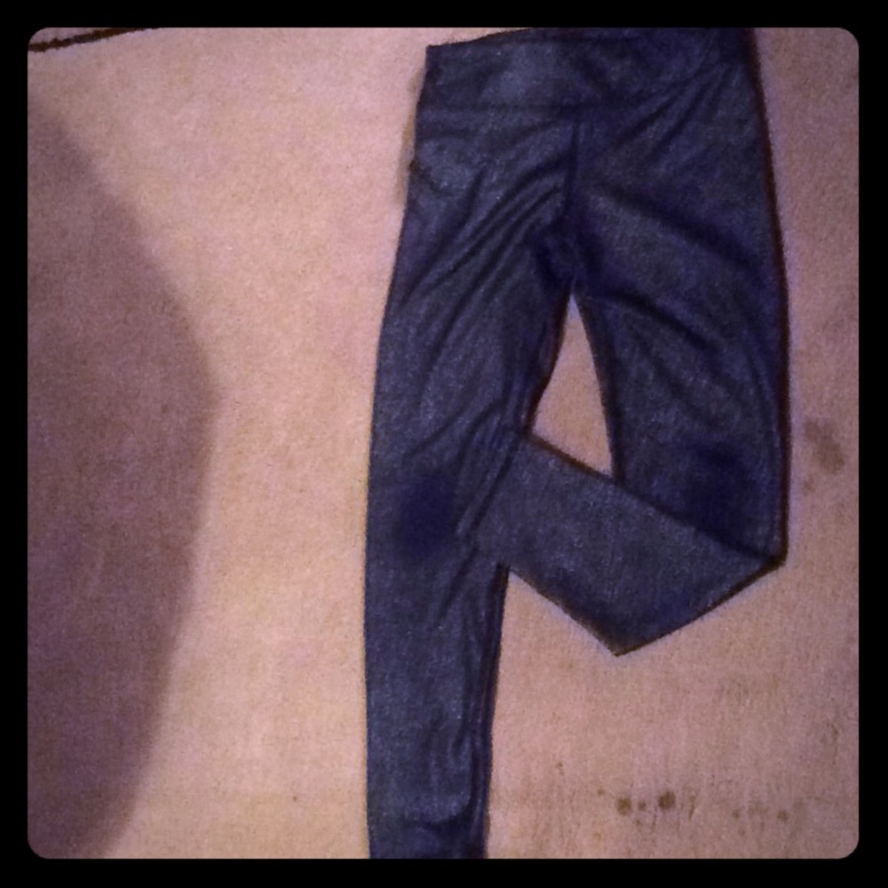 Black metallic leggings